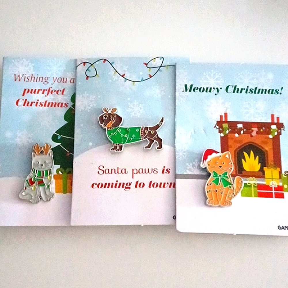 NIP Ganz Christmas 2 Kitty 1 Dachsund Pins